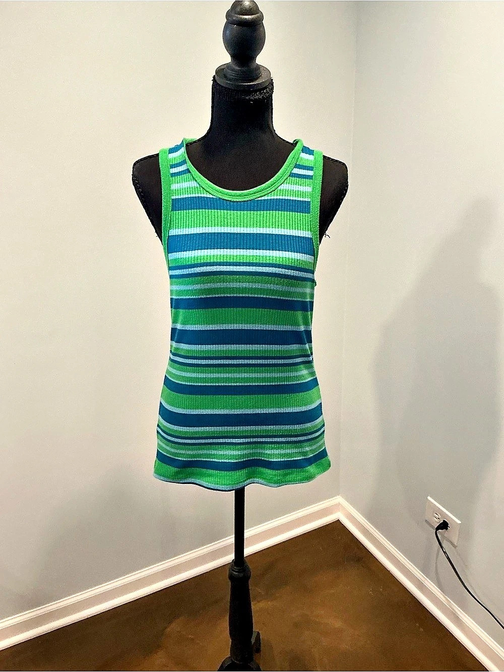 Striped Tank Top in Green & Blue